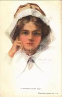 A Hundred Years Ago. Lady art postcard. Reinthal &amp; Newman No. 207. s: Philip Boileau (fl)