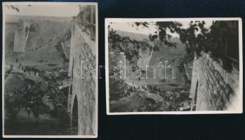 1931 Biatorbágyi viadukt robbantás 2 db fotója, 8x5,5 cm és 6x8 cm
