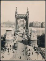cca 1920-1930 Erzsébet-híd hídfője, a rakparti házsorral, 24x18 cm