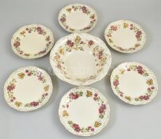 Zsolnay pillangó mintás étkészlet. Hat személyes. Kézzel festett, jelzett, komplett, hibátlan