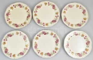 Zsolnay pillangó mintás étkészlet. Hat személyes. Kézzel festett, jelzett, komplett, hibátlan