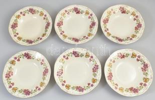 Zsolnay pillangó mintás étkészlet. Hat személyes. Kézzel festett, jelzett, komplett, hibátlan