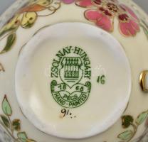 Zsolnay pillangó mintás mokkás / kávés készlet. Hat személyes. Kézzel festett, jelzett, komplett, hi...