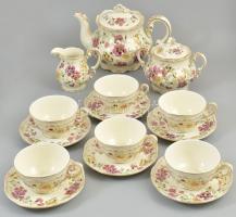 Zsolnay pillangó mintás teás készlet. Hat személyes. Kézzel festett, jelzett, komplett, hibátlan.