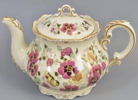 Zsolnay pillangó mintás teás készlet. Hat személyes. Kézzel festett, jelzett, komplett, hibátlan