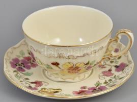 Zsolnay pillangó mintás teás készlet. Hat személyes. Kézzel festett, jelzett, komplett, hibátlan