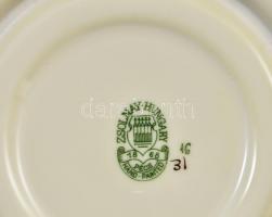 Zsolnay pillangó mintás teás készlet. Hat személyes. Kézzel festett, jelzett, komplett, hibátlan