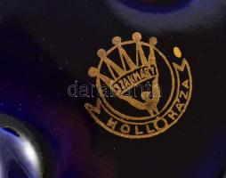 Hollóházi porcelán lábas kínáló tál. Kékfestett, aranyozott, jelzett, hibátlan d: 26 cm