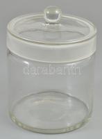 Üveg süteménytartó edény, jelzés nélkül, kis kopásokkal. d: 12 cm, m: 13 cm