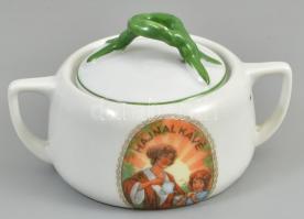 Hajnal kávé reklámos Viktória porcelán cukordoboz. Matricás, jelzett, kevés kopással 13x7,5 cm
