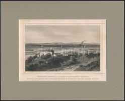 cca 1850 Ludwig Rohbock (1820-1883) - Fesca: Vágvölgye Lipótvára, Galgóc, Gróf Erdődy várával, acélmetszet, paszpartuban, 13,5×19 cm