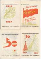 1917-1967 Világ Proletárjai Egyesüljetek! - 4 db modern képeslap / Workers of the world, unite! - 4 modern propaganda postcards