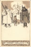 1917 Prosit Neujahr! / WWI military New Year greeting. Viribus Unitis s: E. Kutzer (EK)