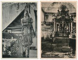 Késmárk, Kezmarok; templom belső / church interior - 4 db régi képeslap / 4 pre-1945 postcards