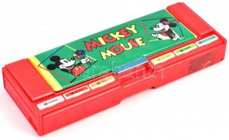 Retro, Mickey Mouse iskolai tolltartó, többfunkciós, nyomógomos 25x9 cm