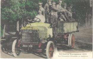 La Guerre Européenne 1914, Les Prisonniers Allemands en Angleterre / WWI French military truck with British and German POWs (prisoners of war)