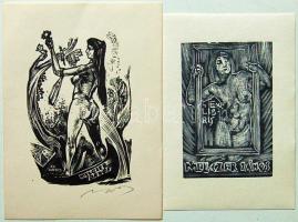 2 db erotikus ex libris, az egyik szignóval