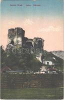 Léva, Levice; várrom / castle ruins + 1938 LÉVA VISSZAÉRT So. Stpl (EK)