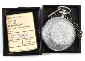 Molnija NOS zsebóra újszerű állapotban,  eredeti dobozában, leírással d: 43 mm