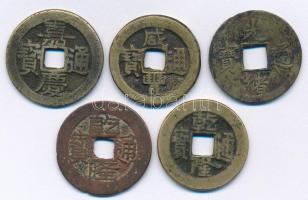 Kínai Császárság ~1736-1850. 5xklf Cu cash T:3 Chinese Empire ~1735-1850. 5xdiff Cu cash C:F
