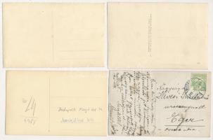 Budapest, lakás belsők - 4 db régi fotó képeslap / 4 pre-1945 photo postcards