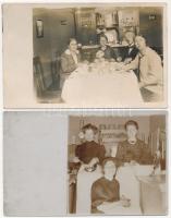 Budapest, konyha belsők - 4 db régi fotó képeslap / 4 pre-1945 photo postcards