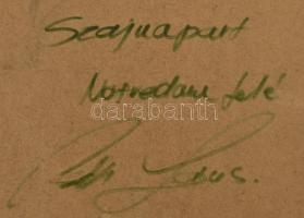 Céh? János jelzéssel: Szajna part a Notre Dame felé. Olaj, farost. 20x25 cm Dekoratv keetben