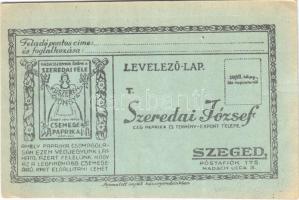 Szeredai József szegedi paprika export telep reklámlapja. Hátoldalon megrendelőlap / Hungarian pepper export advertising card, order form on the backside