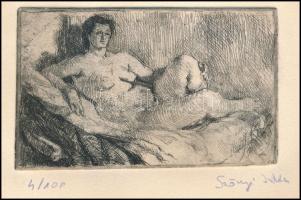 Szőnyi István jelzéssel: Akt pamlagon. Rézkarc, papír, 7×12 cm