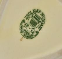 Zsolnay búzarvirág mintás szíves tálka. Kézzel festett, jelzett, hibátlan 12,5x8,5 cm