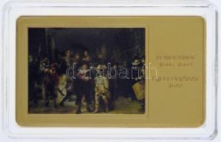 DN "A világ leghíresebb festményei / Rembrandt 1606-1669. - Éjjeli őrjárat 1642." aranyozott, multicolor Cu emlékérem (35x60mm) T:PP