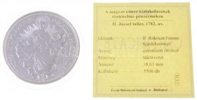DN "A magyar címer kialakulásának történelme pénzérméken -  II. József tallér 1782" ezüstö...