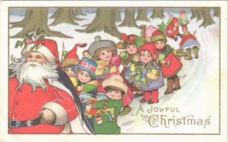 A Joyful Christmas, Saint Nicholas / Boldog Karácsonyt Mikulással. Emb. litho (EK)