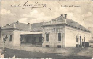 1906 Balatonszemes, Szemes; Balaton parti részlet, Hableány szálloda (kopott sarok / worn corner)