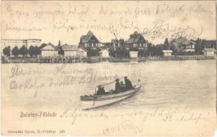 1904 Balatonföldvár, parti házak, csónakázók. Gerendai Gyula kiadása (EM)