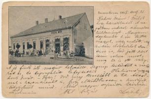 1905 Balatonboglár, Fischl Mór üzlete. Krausz és Farkas kiadása (fa)