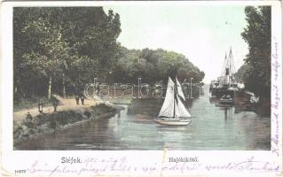 1902 Siófok, Hajókikötő, vitorlás, gőzhajó (b)