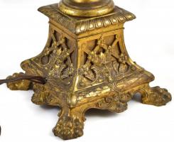 Asztali lámpa. Nagy méretű, XX. sz eleje. Réz, porcelán foglalattal. Bura nélkül. 85 cm