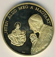 1991. "II.János Pál pápa látogatása" aranyozott, piefort emlékérem T:PP Csak 2000db! Eredeti díszdobozban, tanúsítvánnyal!