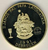 1991. "II.János Pál pápa látogatása" aranyozott, piefort emlékérem T:PP Csak 2000db! Erede...