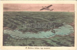 1950 Balaton, látkép légi távlatból, hidroplán, térkép (EB)