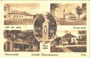 1949 Balatonfenyves, Állami általános iskola, Vasutas üdülő, Mária szobor, MATEOSZ üdülő, Posta (EB)