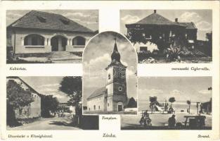 1943 Zánka, Kultúrház, Templom, Marosszéki Cigler villa, utca, Községháza, strand. Hangya Szövetkezet kiadása (EK)