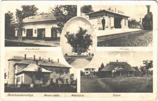 1944 Balatonakarattya, Postahivatal, Vasútállomás, gőzmozdony, vonat, Bencés üdülő, Rákóczi-fa, Csárda (EM)