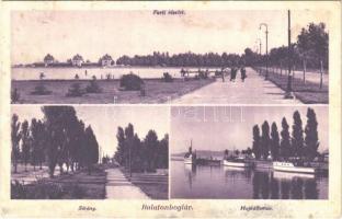 1937 Balatonboglár, parti részlet, sétány, hajóállomás (ázott / wet damage)