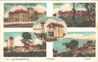 1947 Fonyód, Erzsébet leányárvaház üdülője, nyaralók, villák, kápolna, Pécsi gyermeküdülőtelep, kikötő, vasútállomás (kis szakadás / small tear)