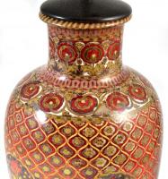 Zsolnay porcelán testű lámpa XX. sz. eleje. Kézzel festett, jelzés nélkül, kopott. Réz szerelékkel, ...