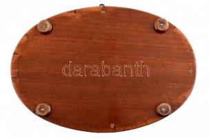 Ovális biedermeier fa láda, kívül figurális, belül sugaras intarziás díszítéssel, kulccsal. 40x27 cm