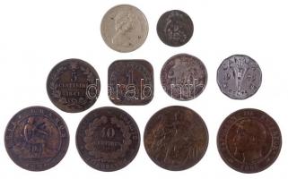 Vegyes: 10db-os francia, spanyol, olasz, dán, brit-indiai, szovjet, kanadai és angol érme tétel, közte Dánia 1807. 2sk Ag "VII. Keresztély" T:2-3 Mixed 10pcs of French, Spanish, Italian, Danish, British-Indian, Soviet, Canadian and British coin lot, including Denmark 1807. 2 Skilling Ag "Christian VII" C:XF-F