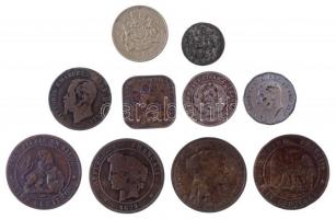 Vegyes: 10db-os francia, spanyol, olasz, dán, brit-indiai, szovjet, kanadai és angol érme tétel, köz...